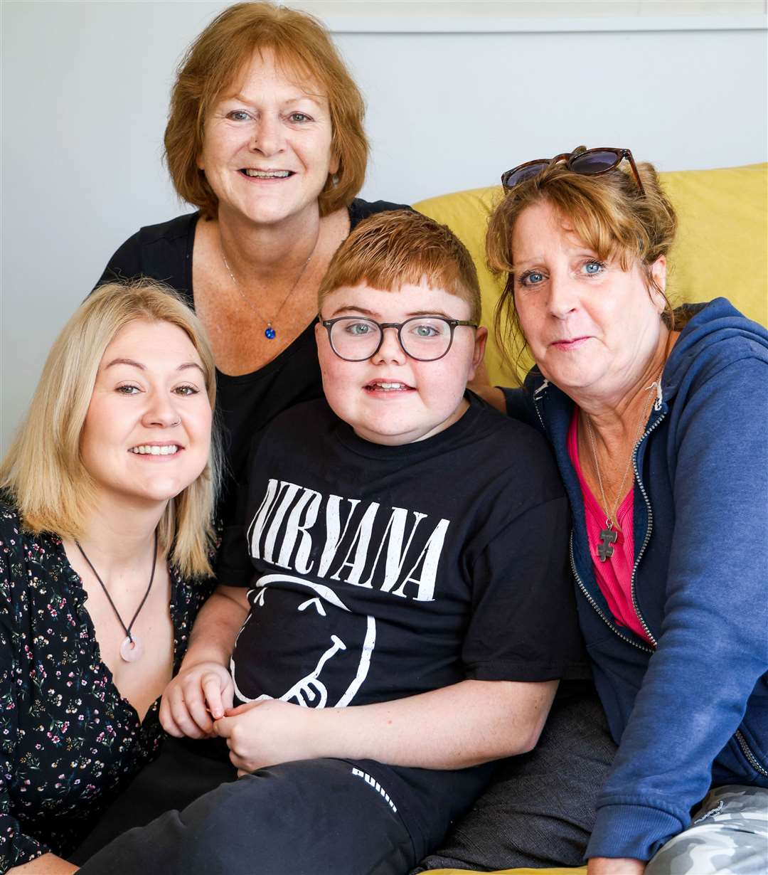 Owen's Duchenne Journey - Owen Murray with Amy (mum) Lesley Murray and Melanie Andrews