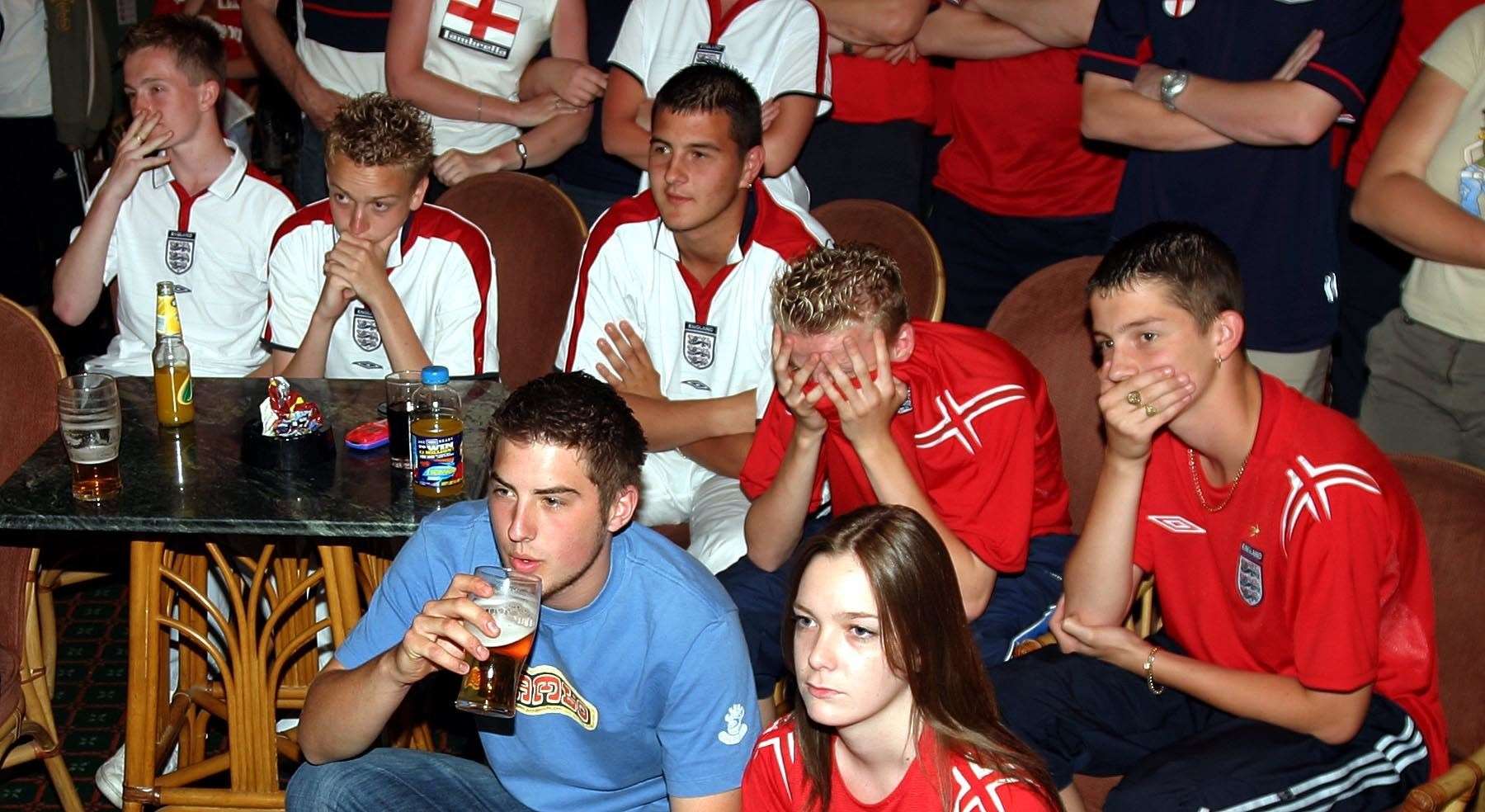 England V France. Supporters at Newbury Football Club - Euro 2004