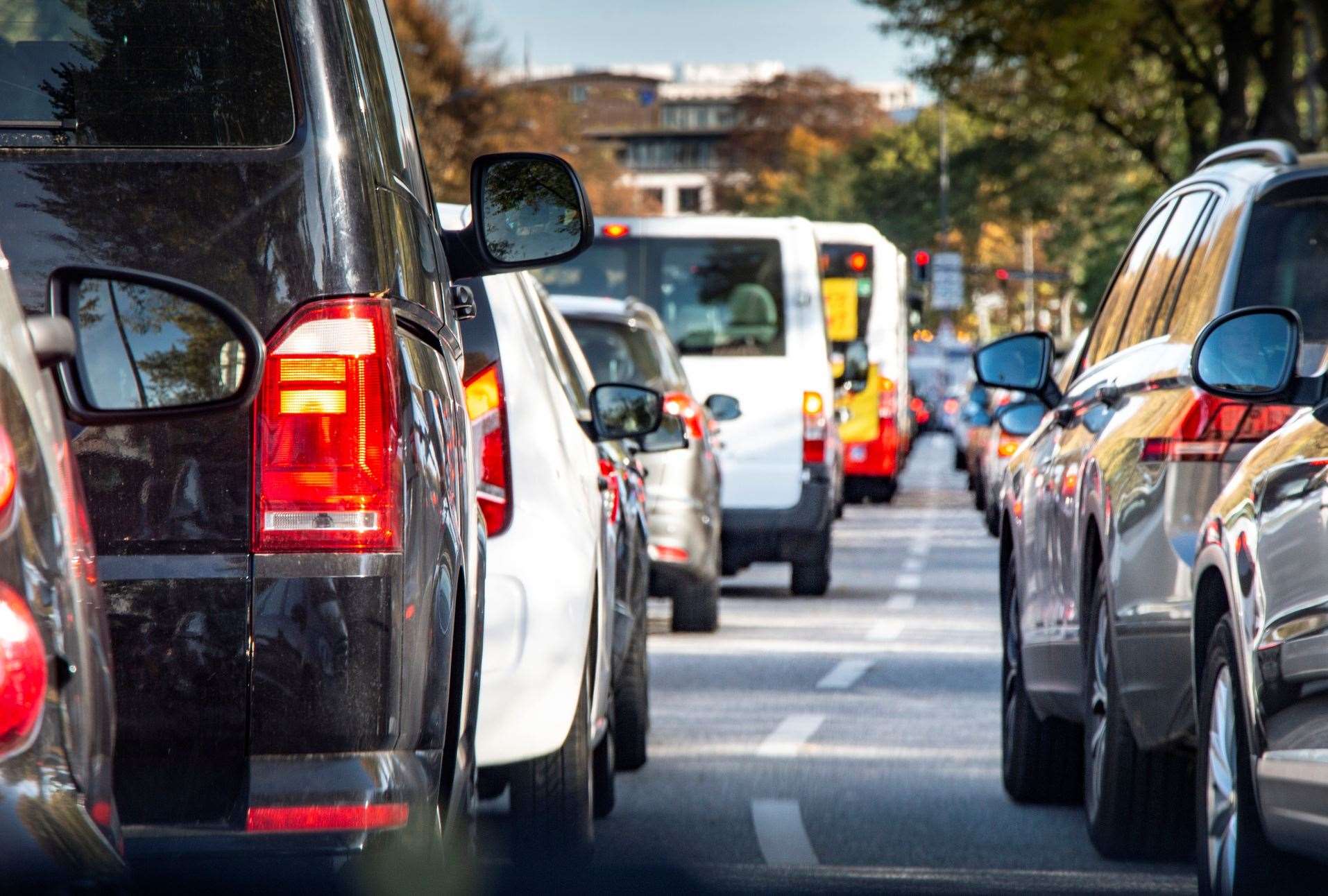 Traffic is building on the A4. Bath Road