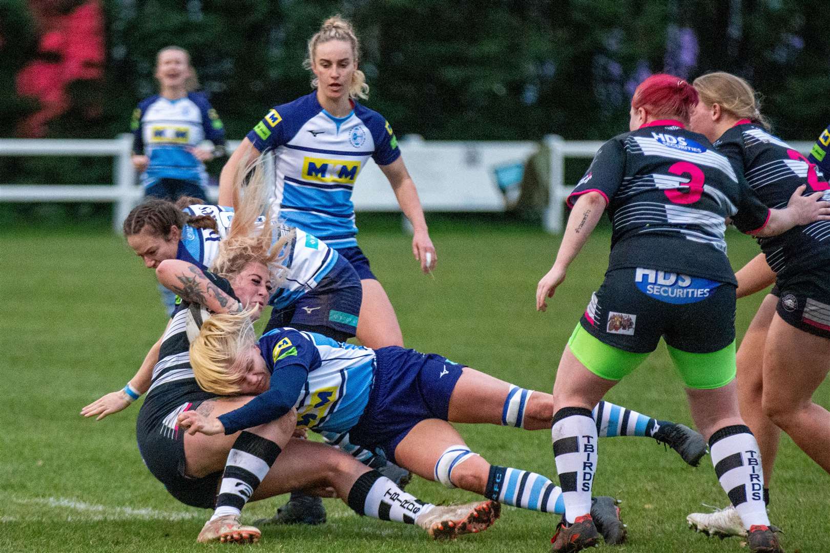Tilly Burn makes a strong tackle