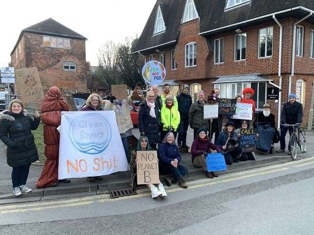Protesters gathered outside the West Berkshire Council offices last night
