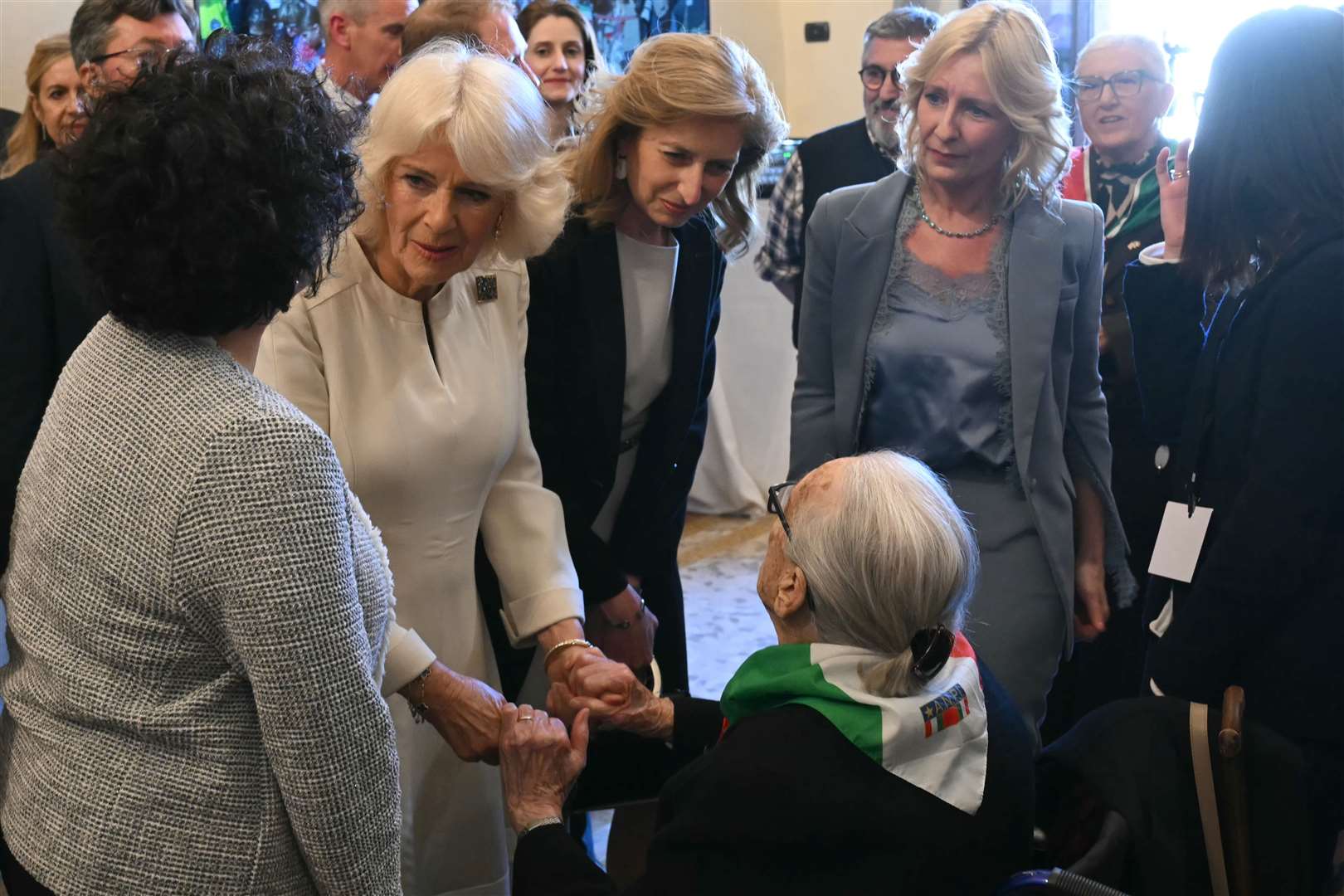 Camilla meets with Italian partisans (Paul Ellis/PA)