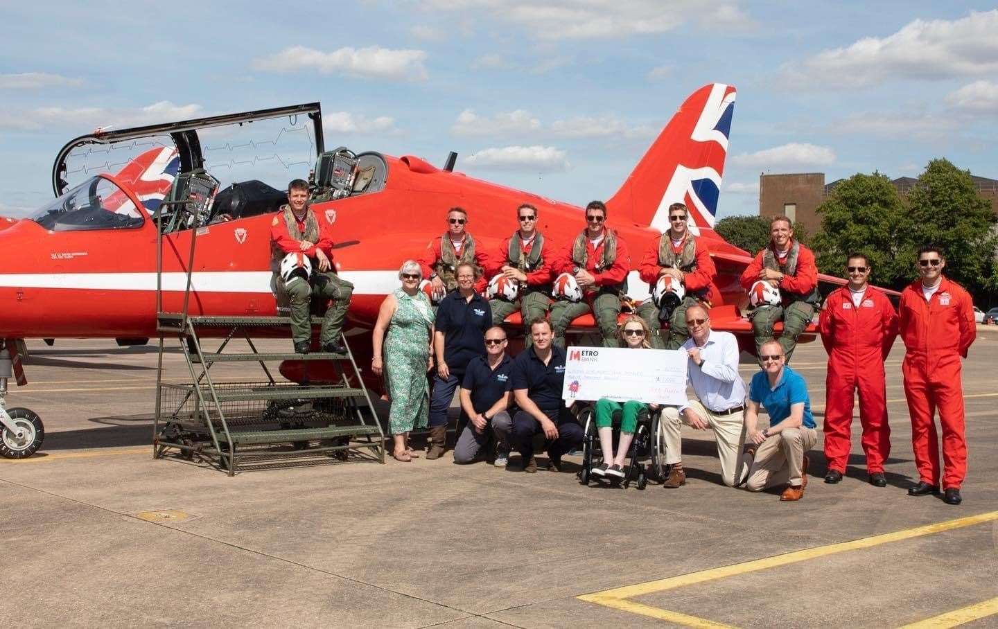 Abi Evans, the Flying Scholarships for Disabled People team and the Red Arrows