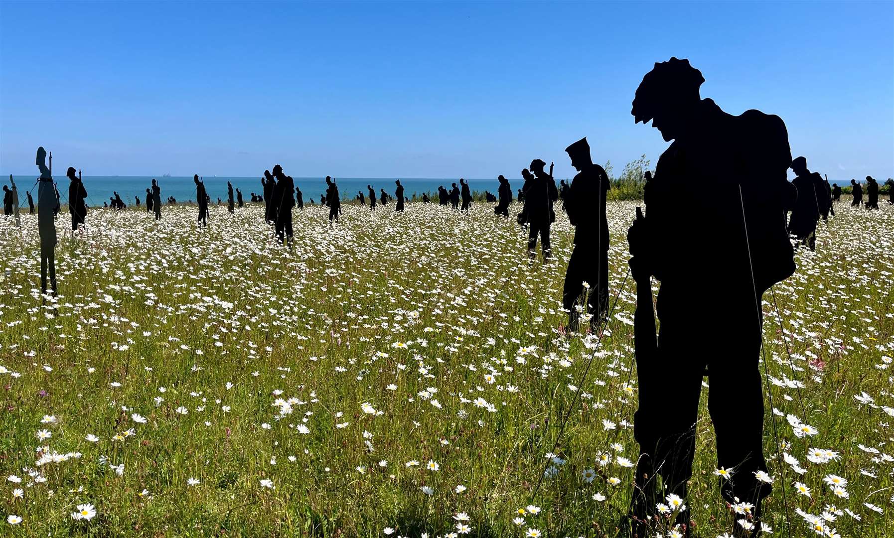 'Standing with Giants' installations at the British Normandy Memorial. Credit: Mirek Gosney