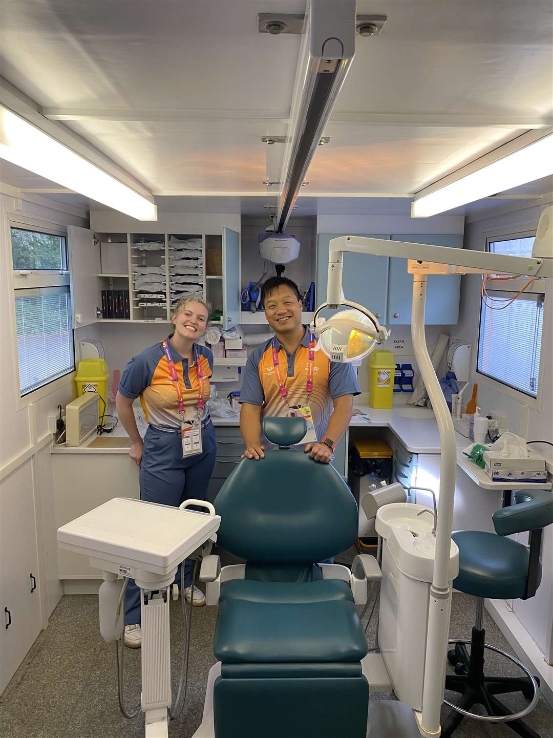 Dr Alfie Chan in the mobile dental unit