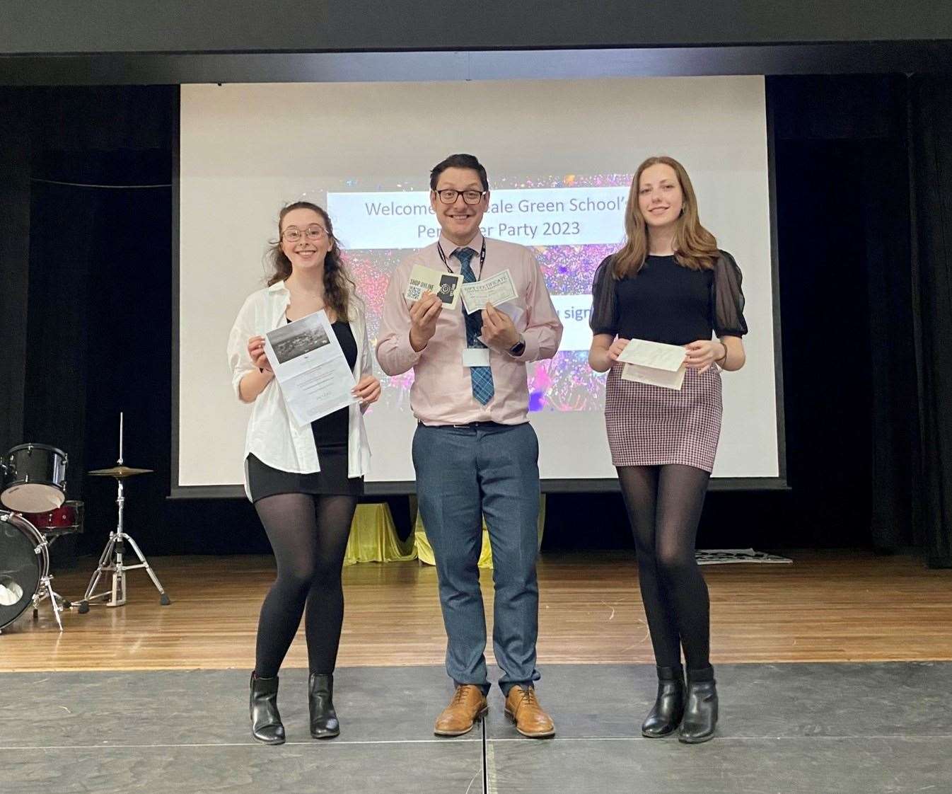 Year 13 student Kyra Radley, head of Sixth Form and Careers David Holbrook and Year 13 student Chloe Sanger