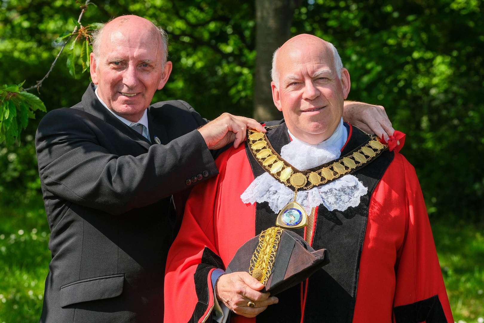 Thatcham Mayor Jeff Brook with his predecessor John Boyd