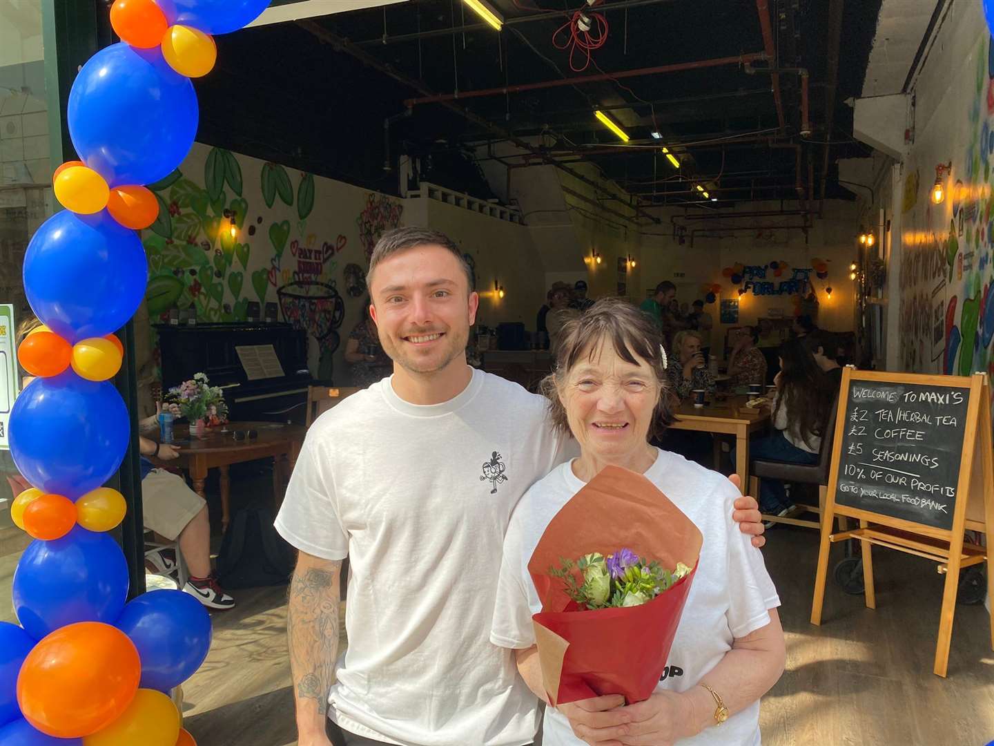 Max and Maggie outside McCann's Coffee Shop in the Kennet Centre in Newbury