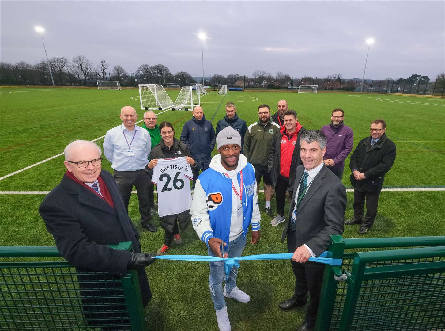 Head of Education Service at West Berkshire CouncilIan Pearson with sportsman Shandon Baptiste and Head Teacher Edwin Towill.