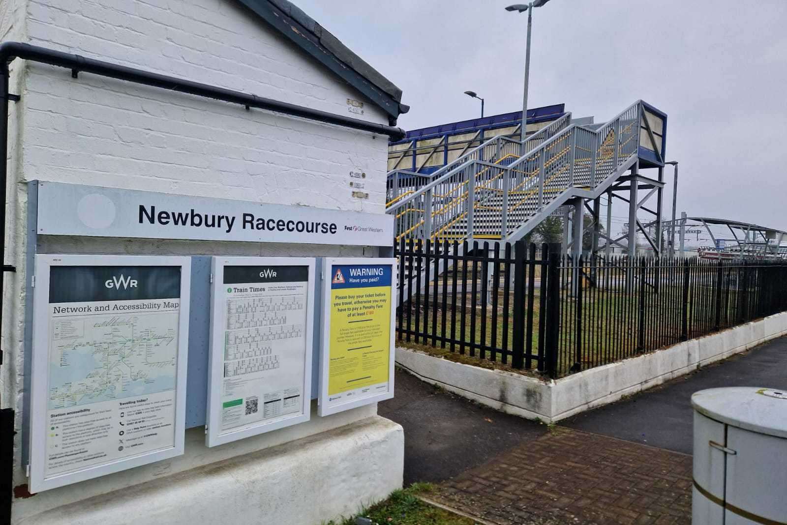 The brawl happened at Newbury Racecourse Station yesterday evening (Saturday)