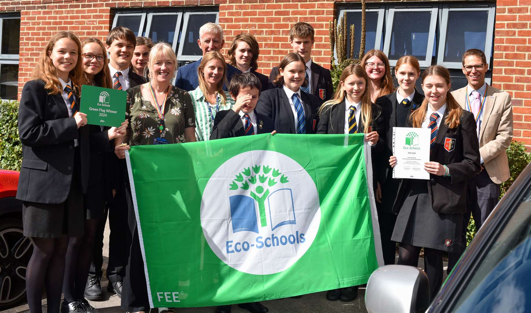 Downs pupils celebrate winning the award for the second year in a row