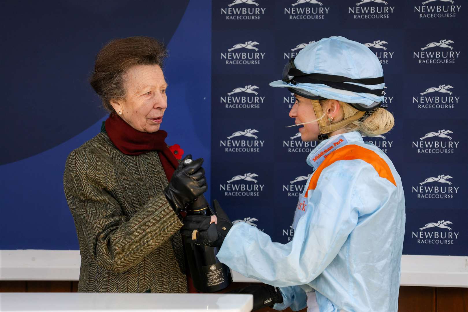 Princess Anne with winning jockey Eleanor Wellesley