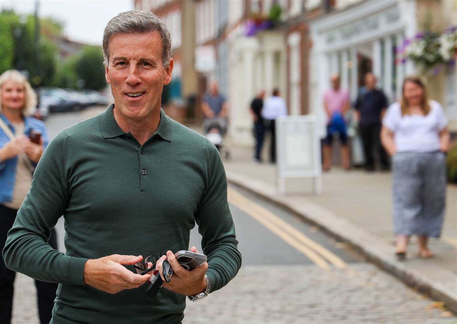 BBC Strictly Come Dancing judge, Anton Du Beke, arriving at Hungerford Bookshop