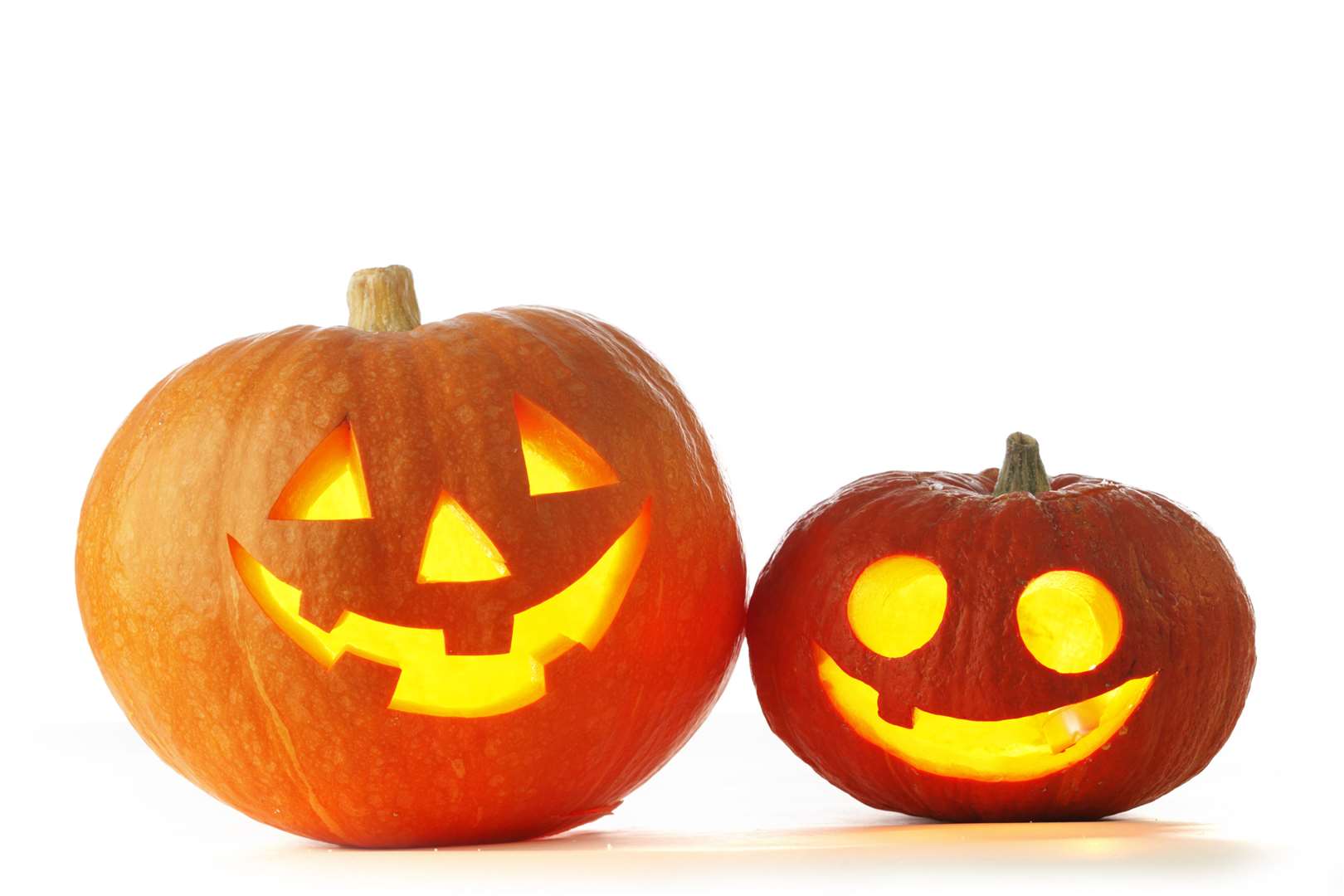 Two Jack O Lantern Hallowe'en pumpkins