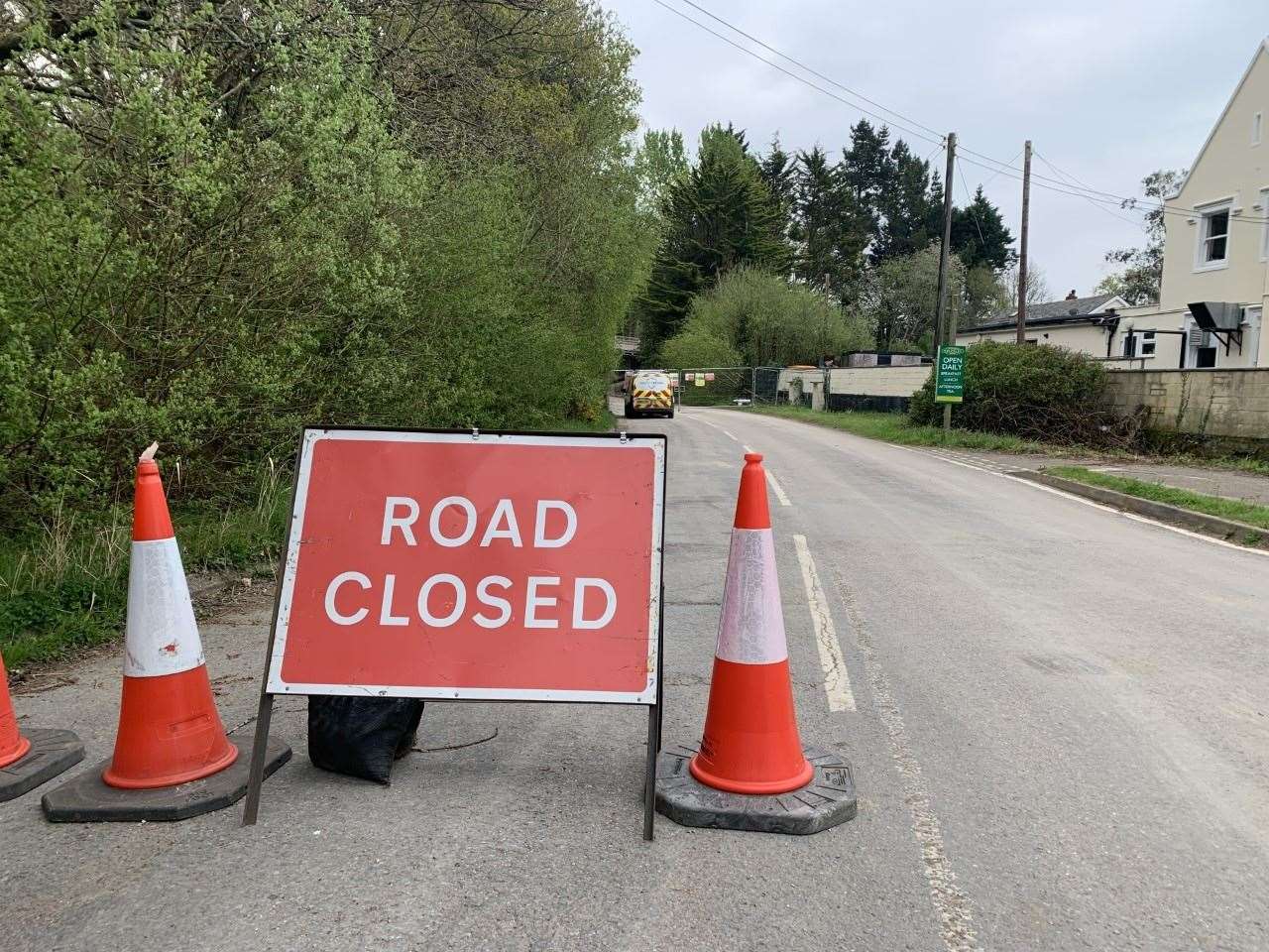 Road closed sign