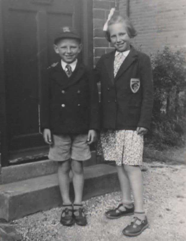 Eric and Kathleen Rein, wearing her Shaw House school uniform, in 1952. Kathleen now lives in Banbury. Credit: Eric Rein