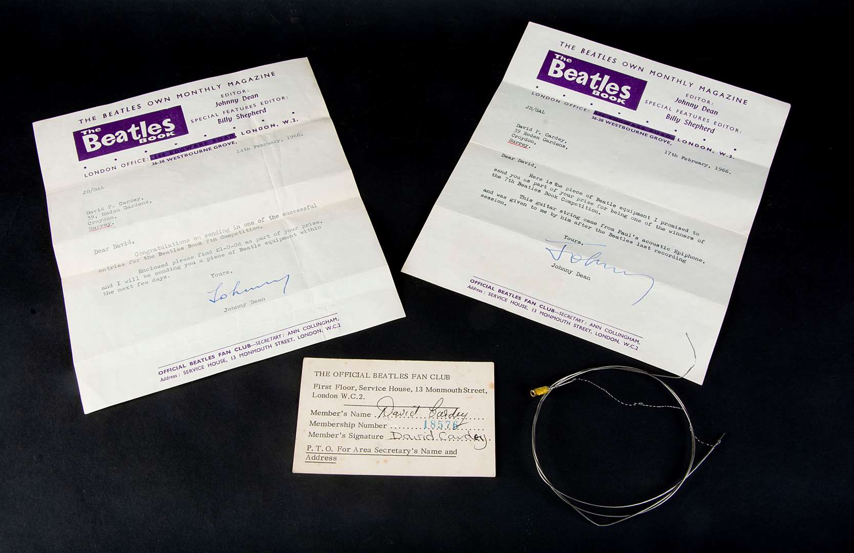 Two letters from Johnny Dean the Editor of the Beatles Book Magazine
