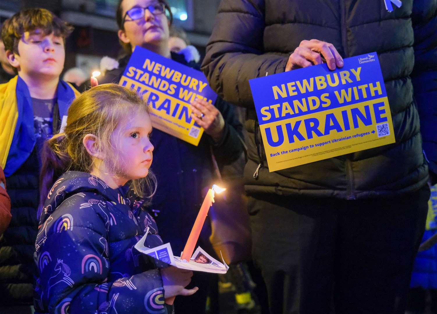 The signs featured the Lib Dem logo, as well as a QR code directing people to a petition set up to support Ukrainian refugees