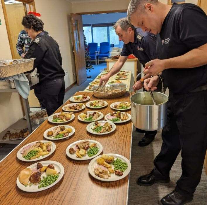 Tadley Fire Station hosted its first over 60s Christmas dinner since 2019, credit: Tadley Fire Station
