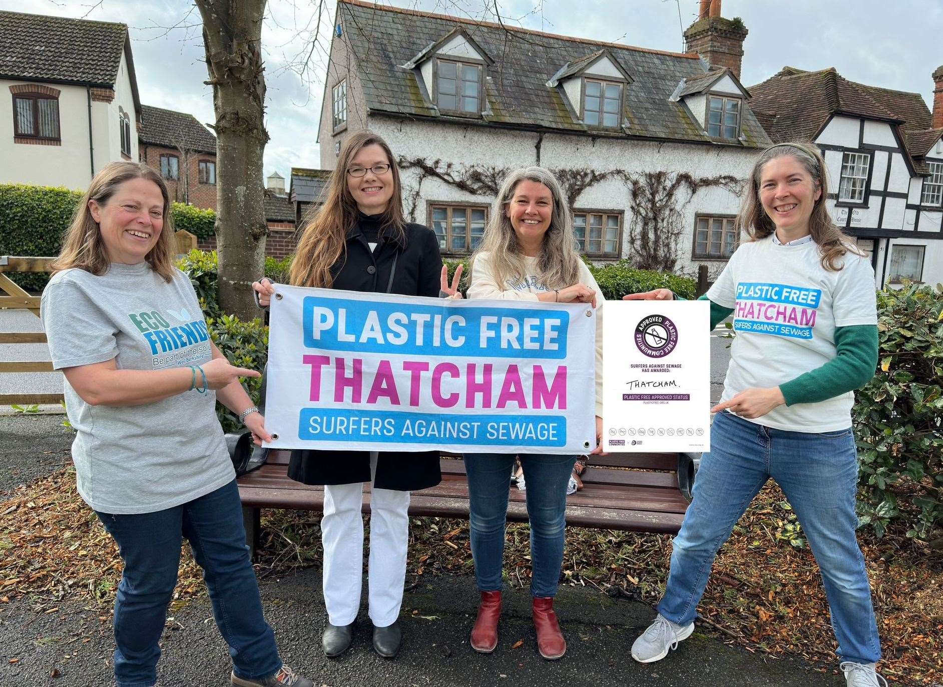 Volunteers celebrating Thatcham's Plastic Free Community status picture: Eco Friends West Berkshire