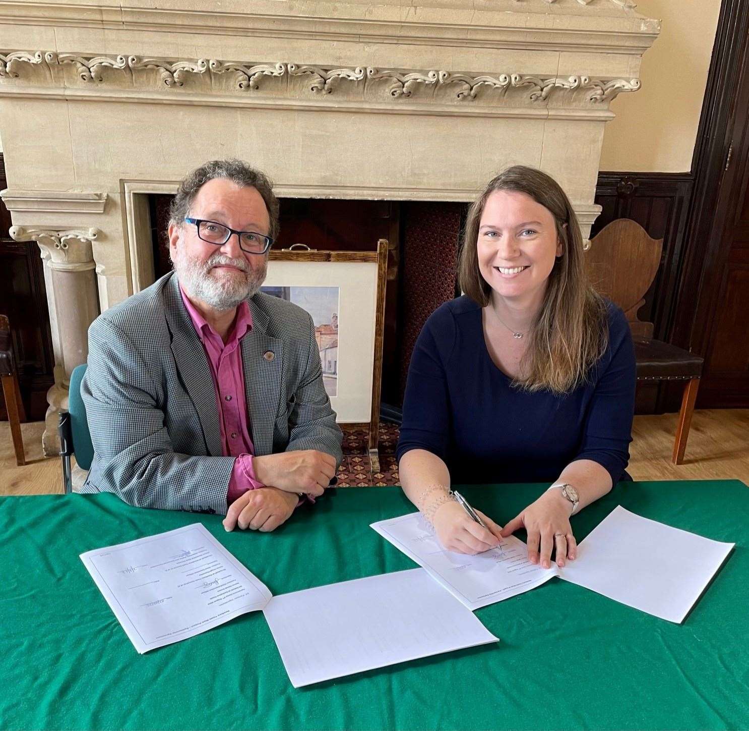 Newbury Town Council leader Gary Norman and Berkshire Youth chief executive Sarah Emery