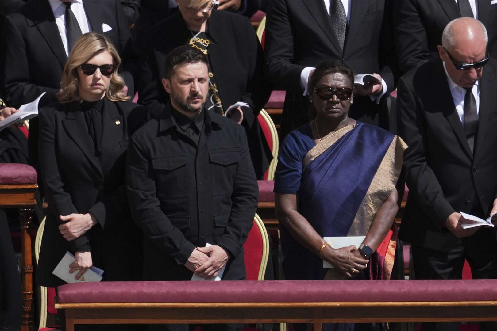 Volodymr Zelensky appeared to receive a warm welcome from many attending the Pope’s funeral (AP Photo/Evan Vucci)