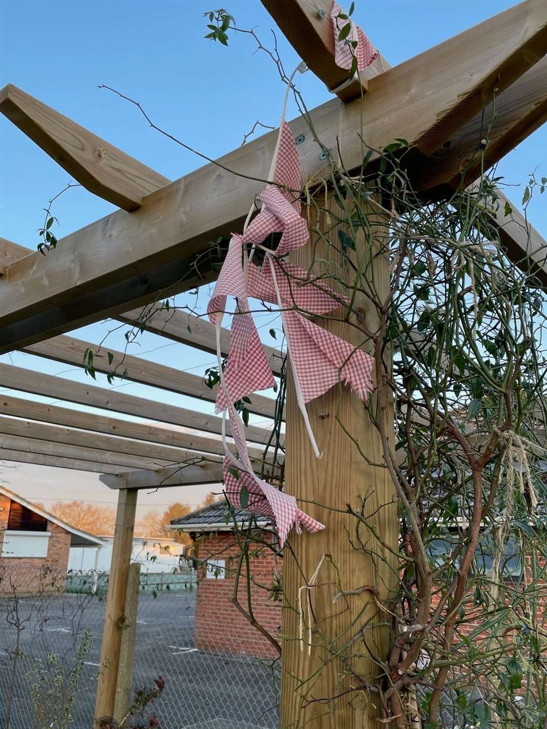 Torn bunting at the sensory garden, picture: Thatcham Town Council