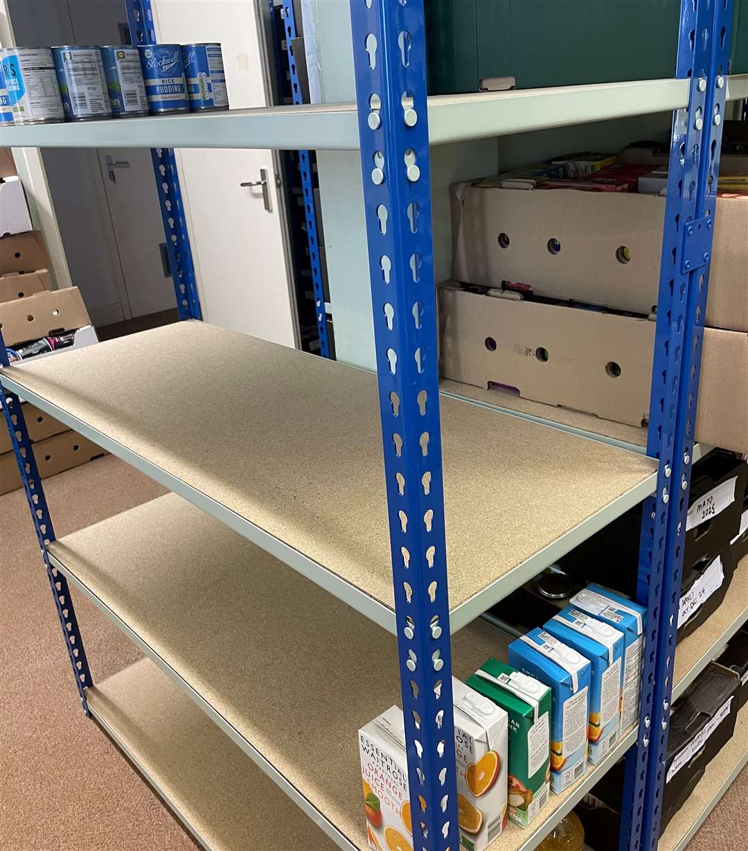 Empty shelves at West Berks Foodbank