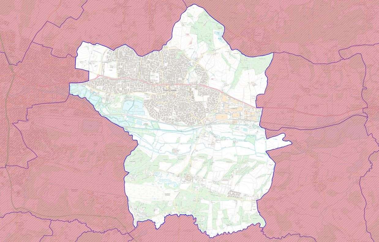 Parish boundary for the town of Thatcham. Credit: TTC