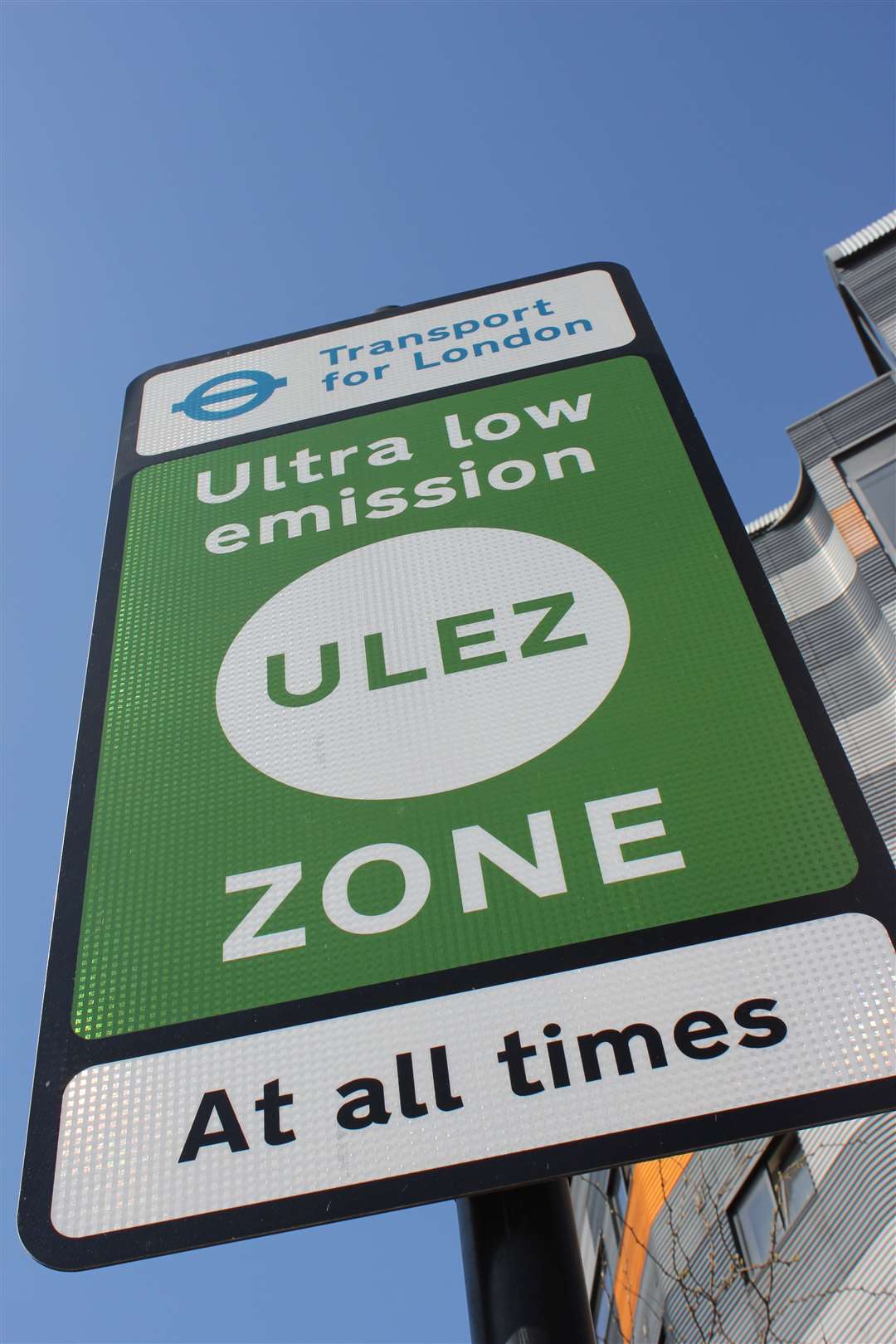 ULEZ (Ultra low emission zone) London prepare Ultra Low Emission Zone (ULEZ) warning sign in central London. (62307281)