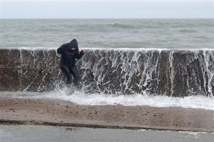 A wave crashing on the Front Strand in Youghal, Co. Cork.