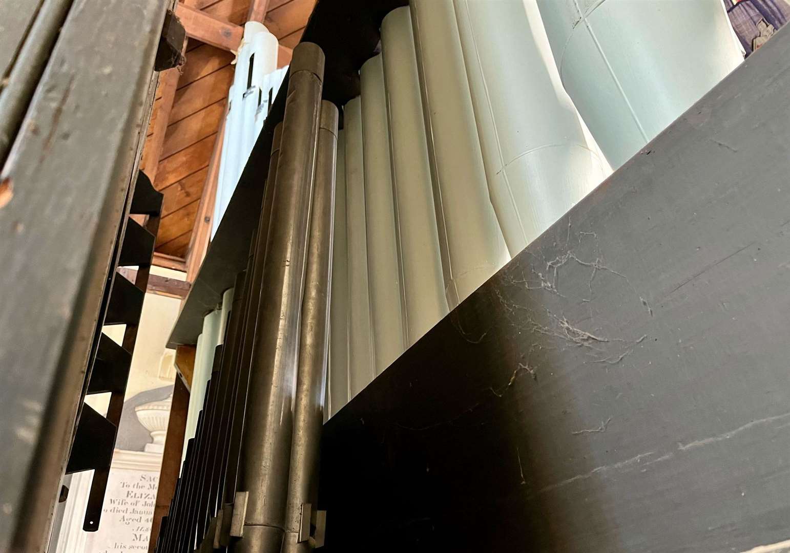 The sound from the organ has come from the three pipes, centre, for the past 20 years after the organ stopped working