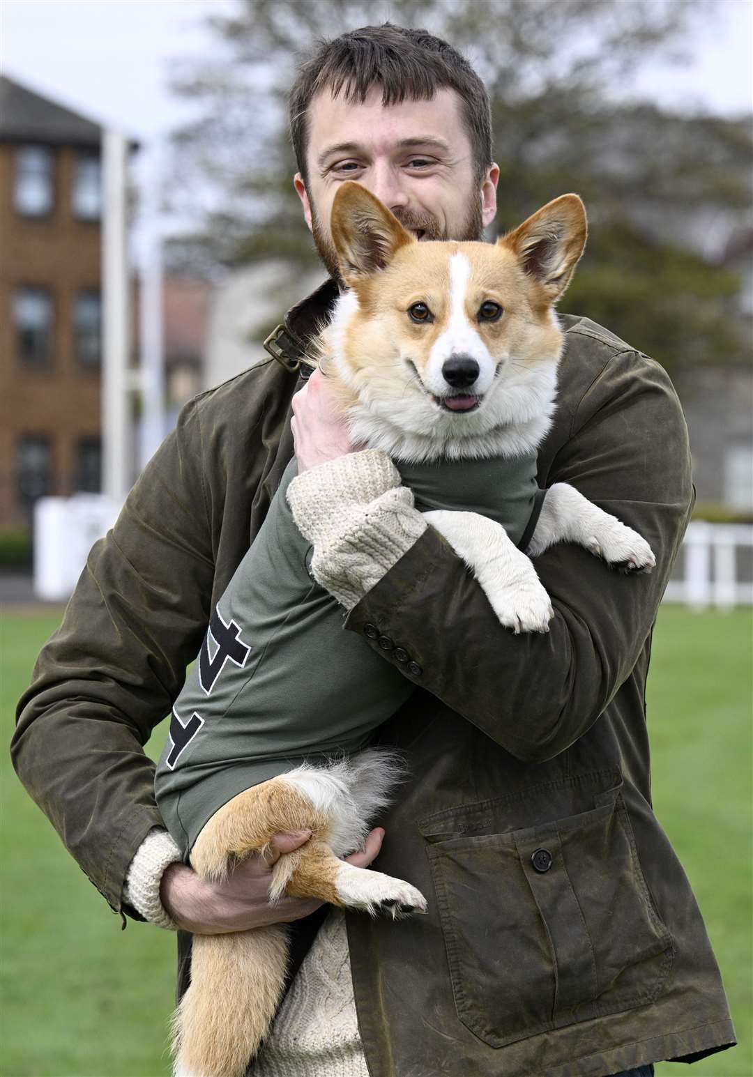 Juno with his owner Alisdair Tew (Lesley Martin/PA)