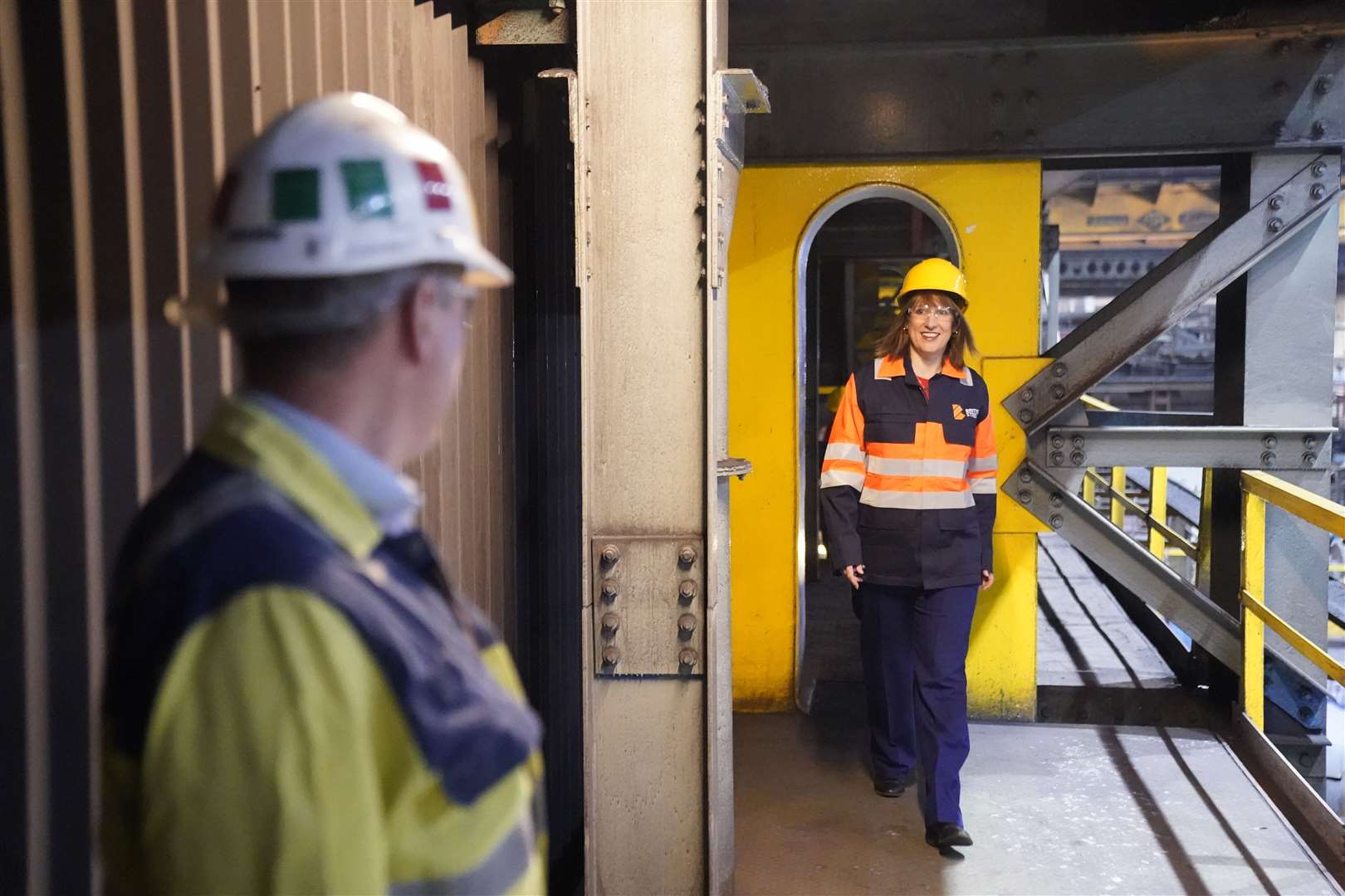 Chancellor Rachel Reeves during her visit to the British Steel site in Scunthorpe (Danny Lawson/PA)