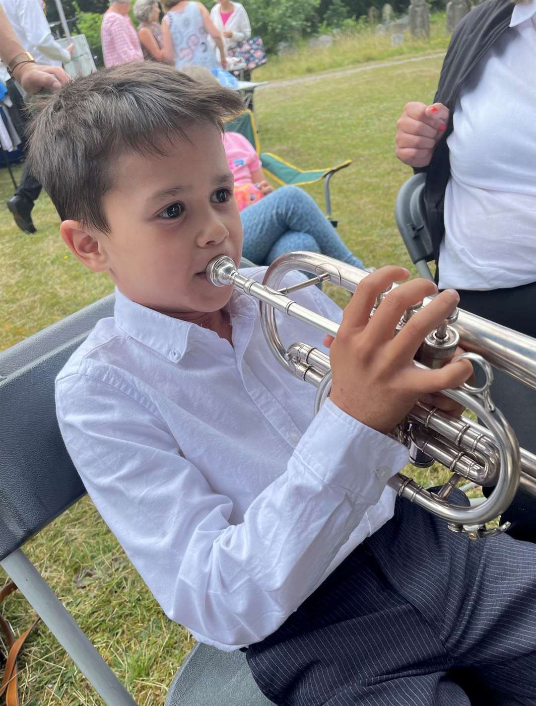Ten-year-old cornet player Frank