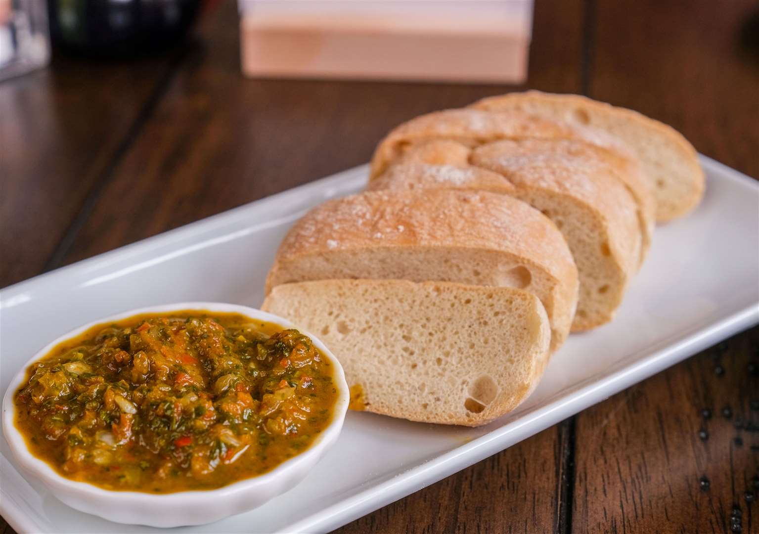Ciabatta bread with chimichurri (£4)