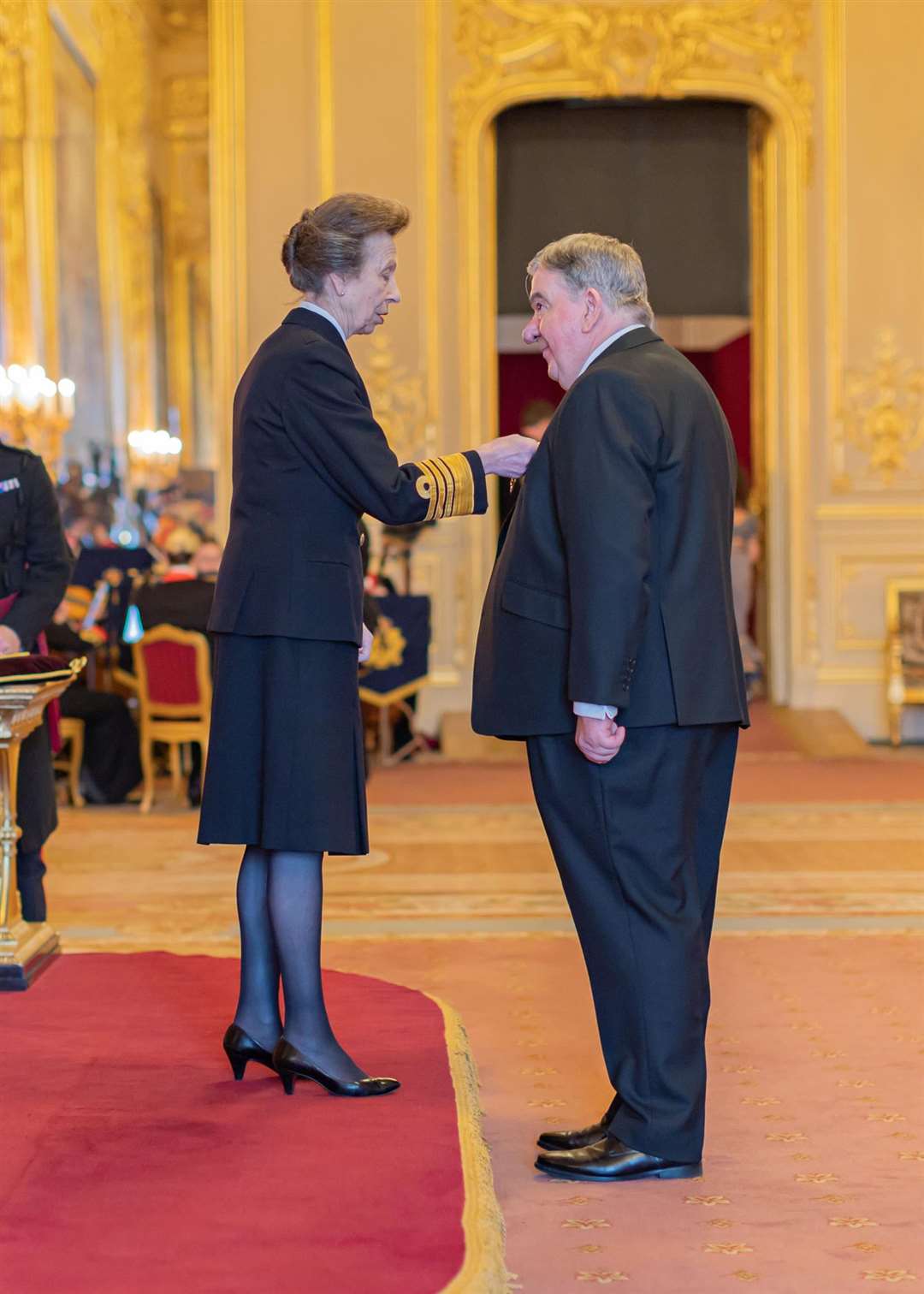 The Princess Royal, presenting Iain Marnock with the OBE at Windsor Castle. Picture: Provincial Grand Lodge of Berkshire