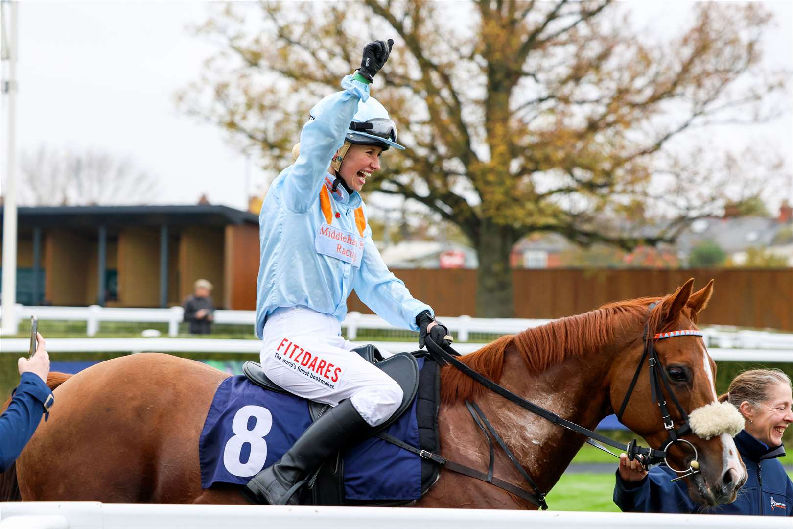 The British Horse Society Charity race - winning jockey Eleanor Wellesley on Maysong