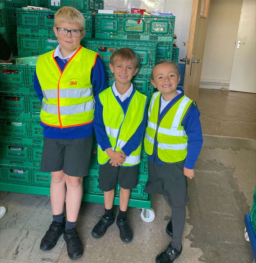 Bradfield pupils inside West Berks Food Bank