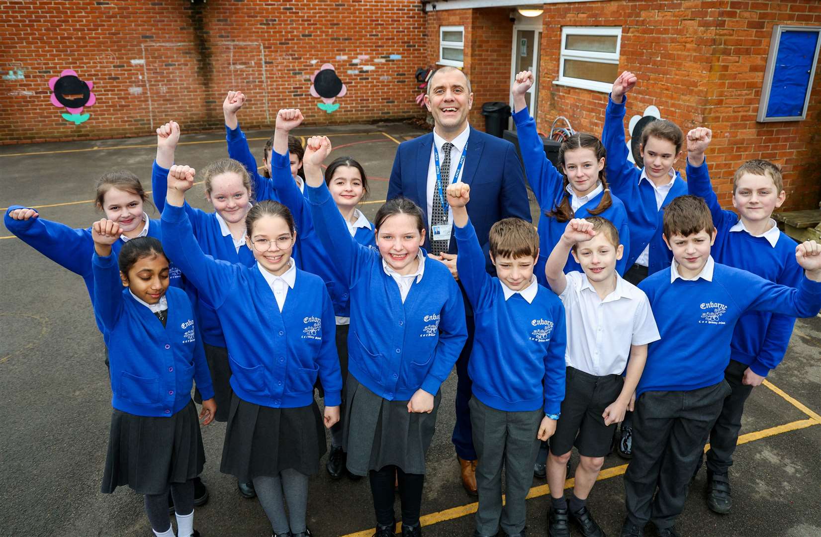 Outstanding Ofsted for Enborne School - Head Teacher Tristan Whiteman with year 6 class