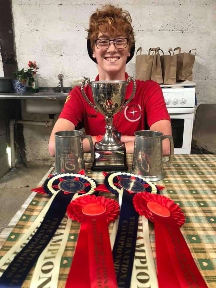 Eleanor Adams with her rosettes and trophies