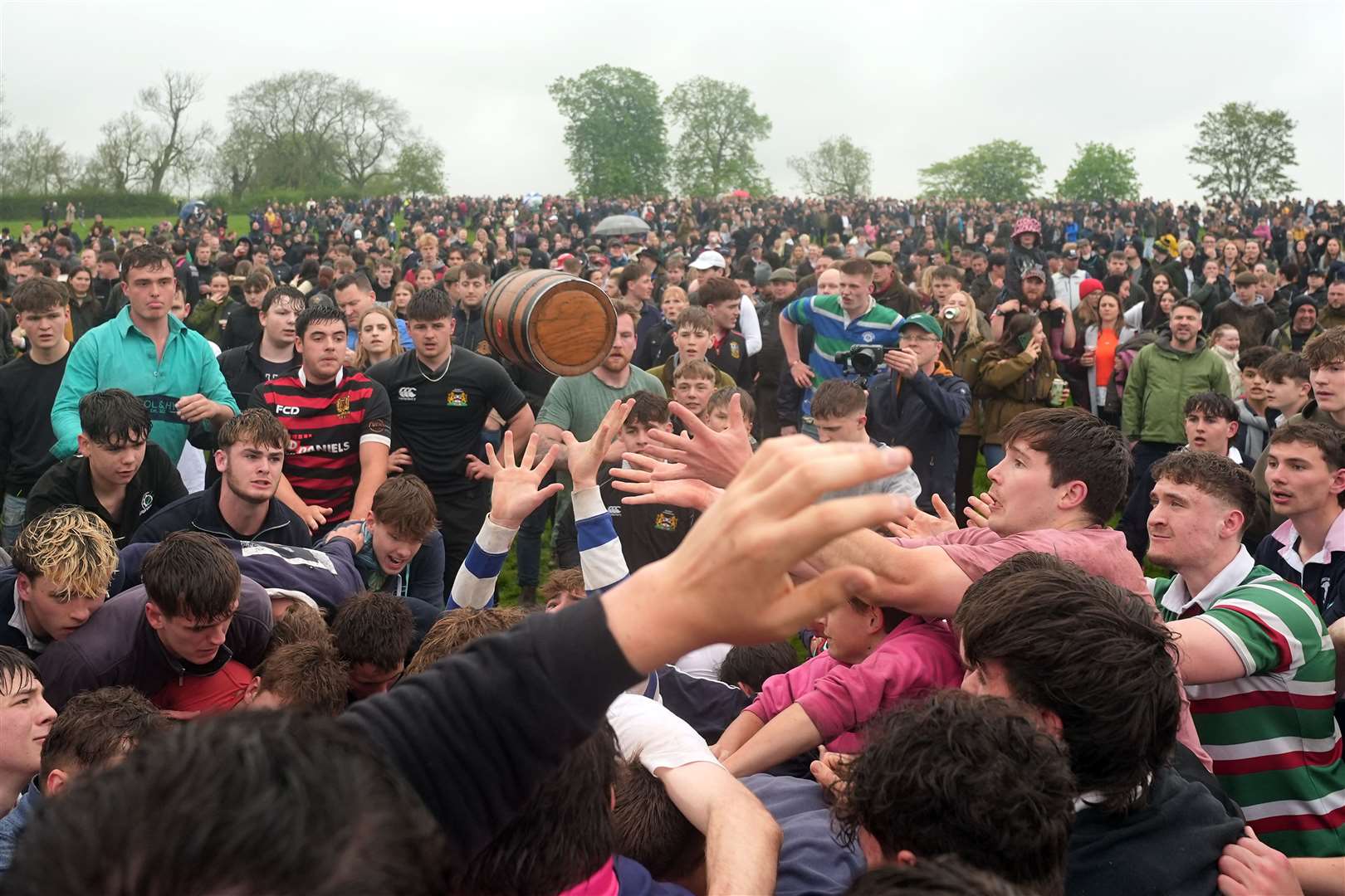 The bottle-kicking tradition is said to date back to pagan times (Joe Giddens/PA