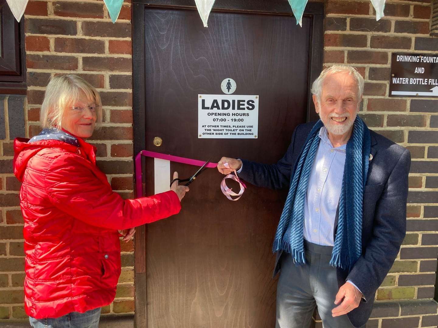 Pangbourne parish councillor Brenda Kerr-Muir who opened the new ladies toilet along with the APTCT chairman Sir Brian Hoskins