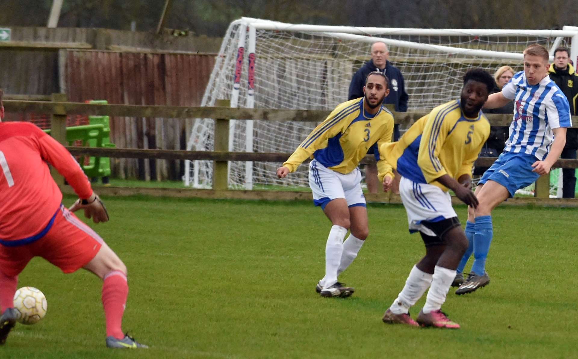 Josh Baines fires Thatcham Town ahead against Highmoor Ibis