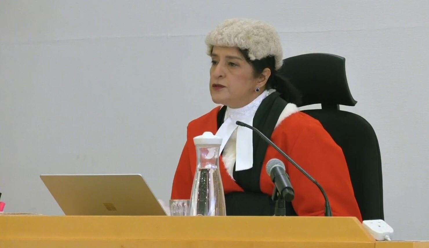 Mrs Justice Cheema Grubb was allowed to be filmed as she passed sentence (PA Video)