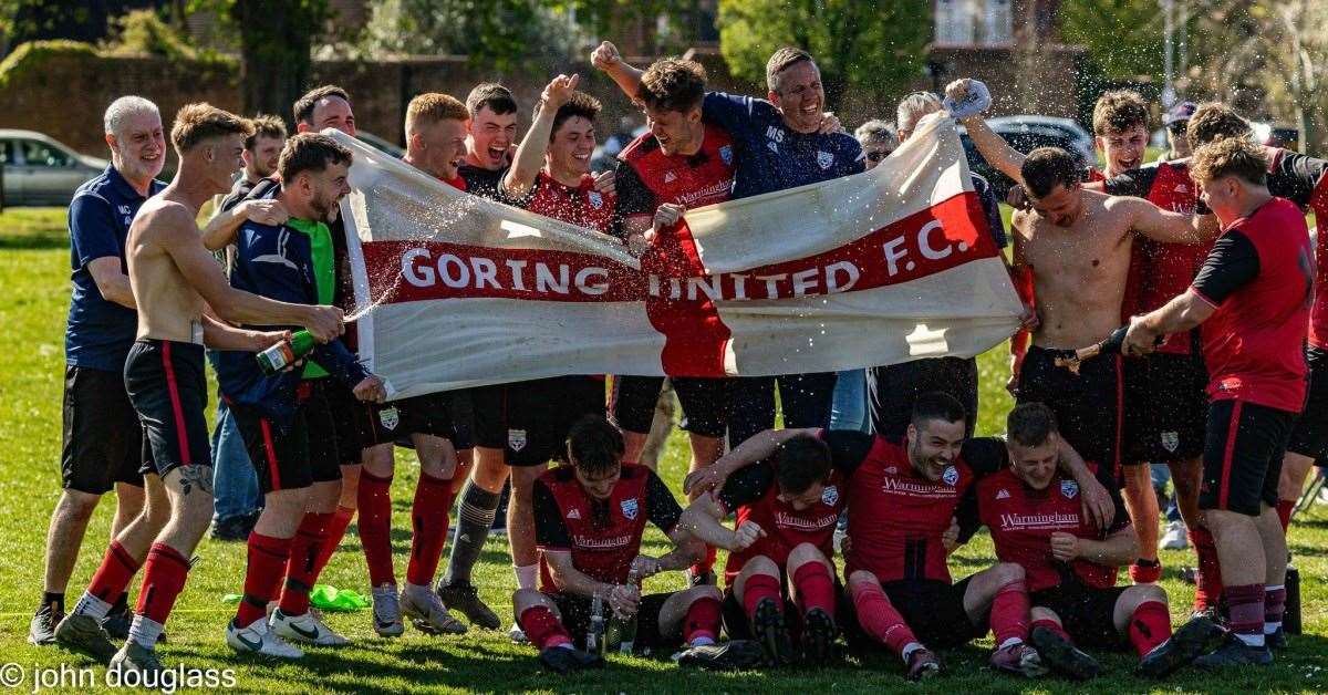Goring United secured promotion to the Thames Valley Premier League - Photo: John Douglass