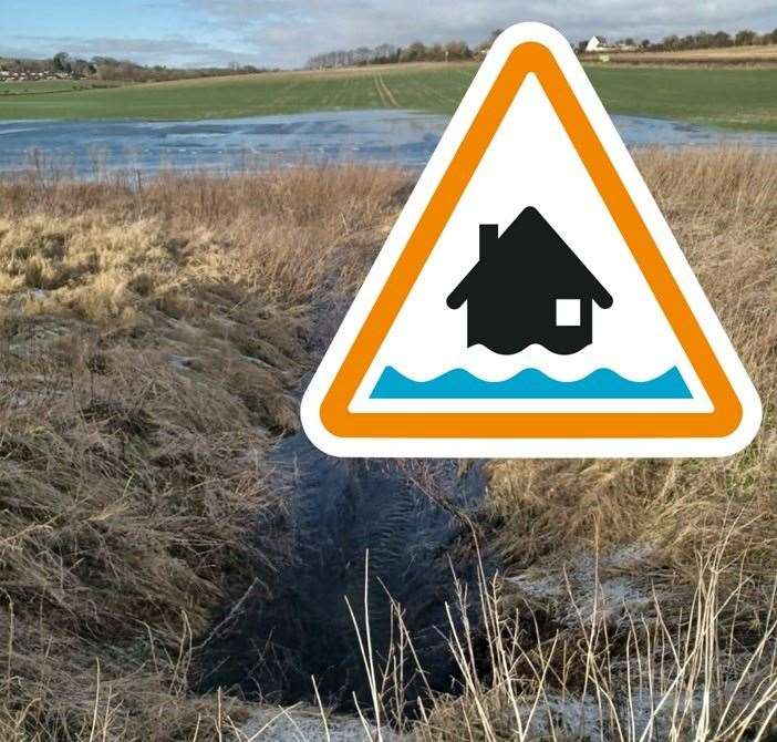Flooded fields in West Berkshire due to rising groundwater levels