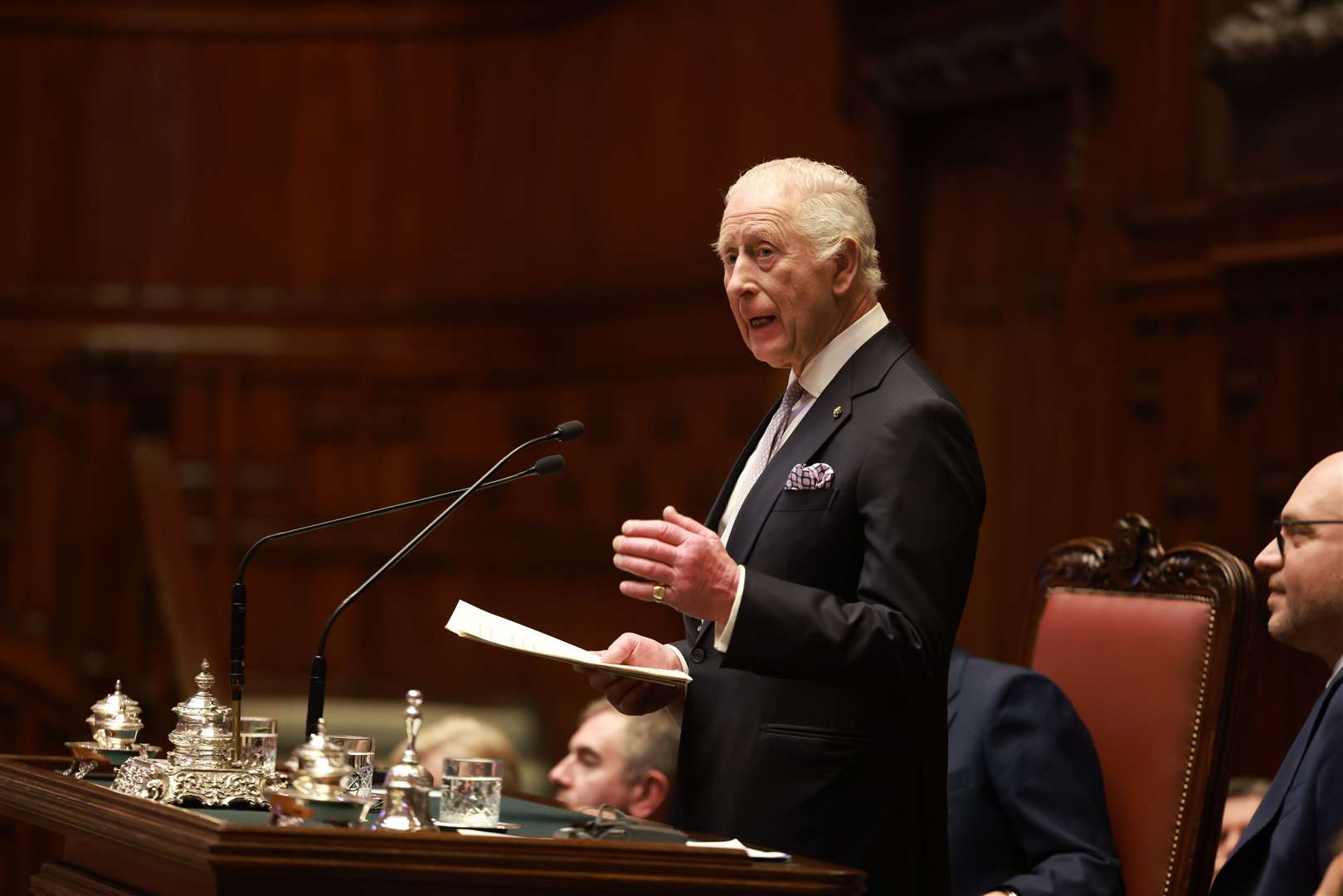 The King delivers a speech to politicians (Ian Vogler/Daily Mirror/PA)