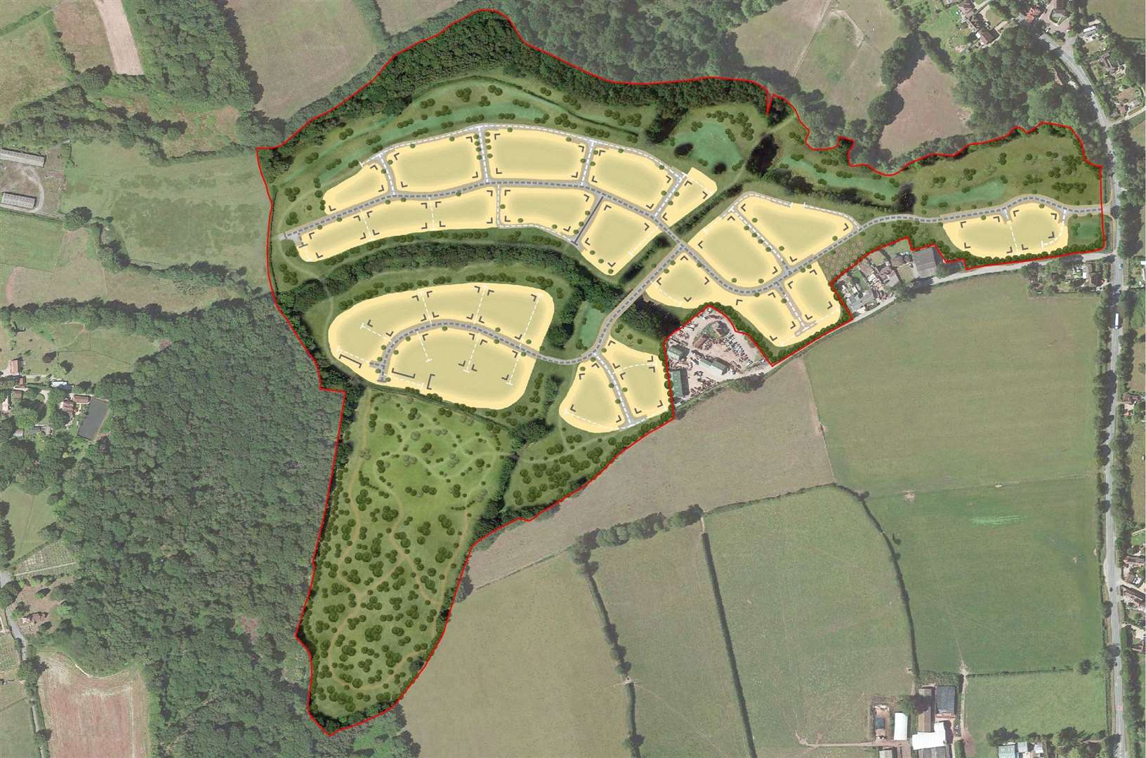 The proposed location for the 260 homes just off Skates Lane, south of Tadley