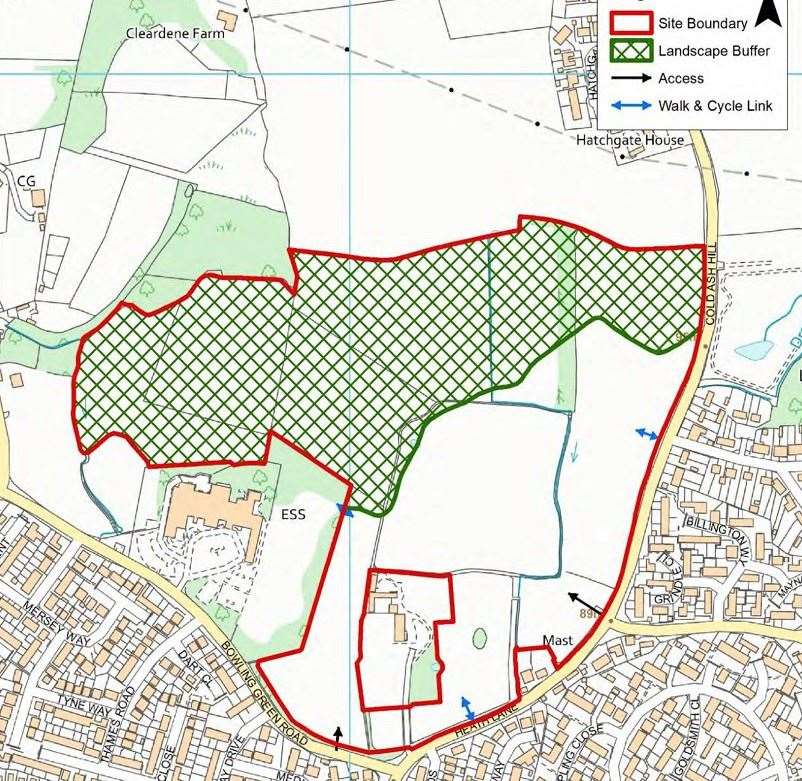 Site of proposed 225 homes on land at Henwick Park